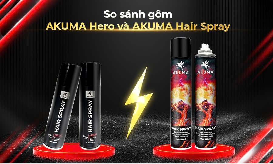 So sánh gôm AKUMA Hair Spray với gôm xịt tóc mềm AKUMA HERO